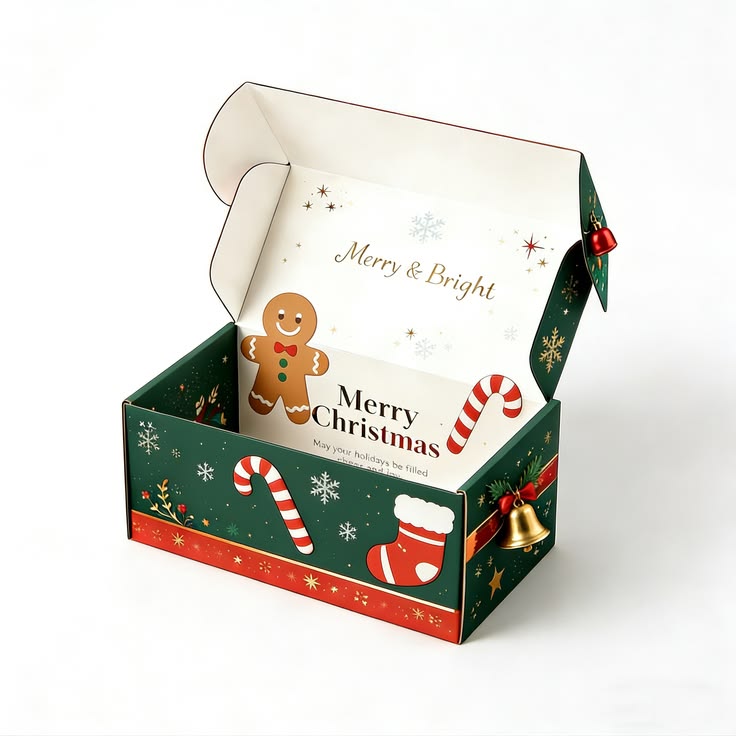 Christmas mailer boxes with festive holiday printed designs