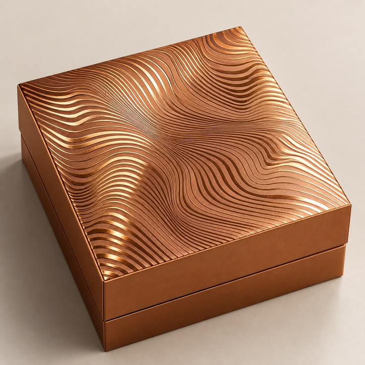 Custom copper foil packaging boxes with a metallic finish