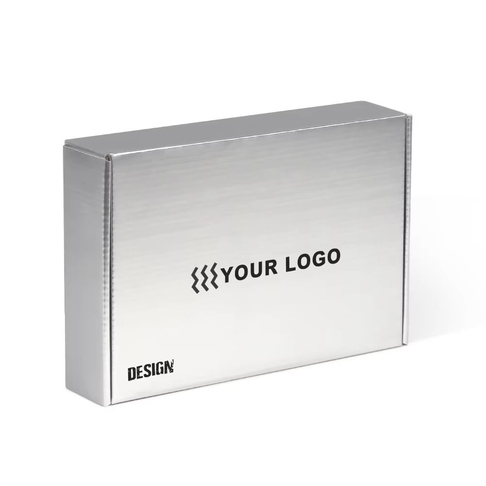 Custom silver foil boxes with an elegant metallic finish
